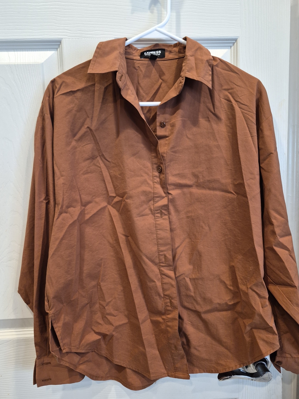 Express Rust-Colored Casual Button-Down Shirt
